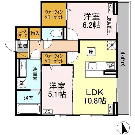D-セアリス椿森(2LDK/1階)の間取り写真