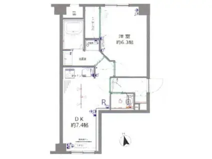 リグランド千歳烏山(1DK/2階)の間取り写真