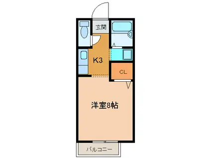 ツインステージ川西(1K/1階)の間取り写真