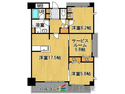 プライムメゾン セントラルパーク(3LDK/3階)の間取り写真