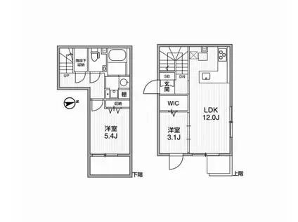 GRANDUO柿の木坂2(2LDK/2階)の間取り写真