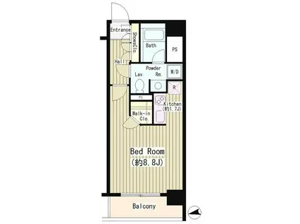 シティカレント大手町(ワンルーム/12階)の間取り写真