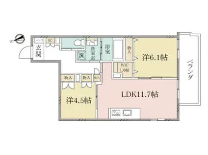 ヘーベルヴィレッジ浦和本太(2LDK/3階)の間取り写真