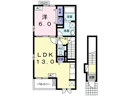 ペッレグリーノI(1LDK/2階)の間取り写真