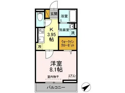 エスペランサ八幡宿(1K/3階)の間取り写真