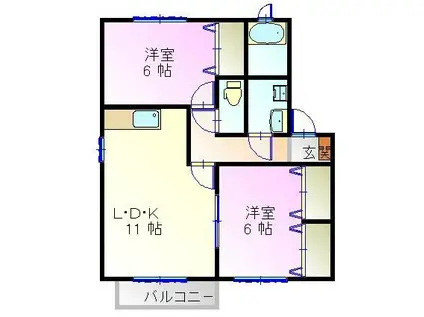 ルミエールⅠ(2LDK/1階)の間取り写真