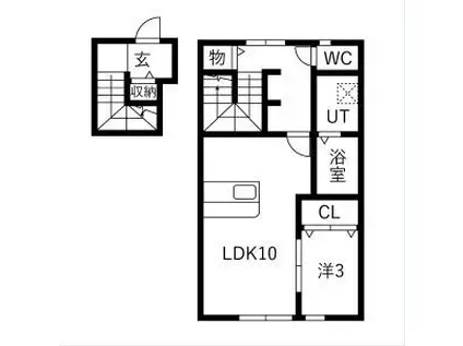 グラージアス(1LDK/2階)の間取り写真