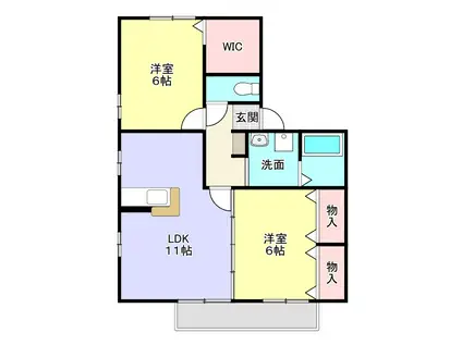 オーチャードタウンD棟(2LDK/1階)の間取り写真