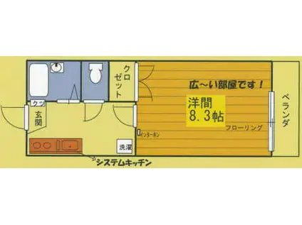 プラスⅠ(1K/2階)の間取り写真