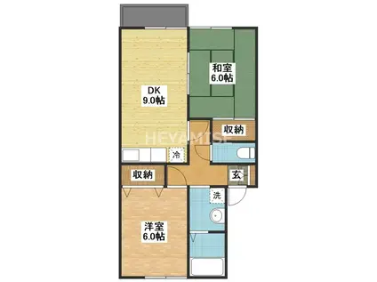 セジュールカコイII(2DK/2階)の間取り写真