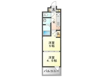 ラグゼナ門真(2K/14階)の間取り写真