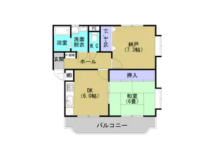 コンフォートエース(2DK/2階)の間取り写真