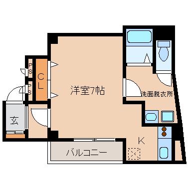 ＪＲ東海道本線 東淀川駅 徒歩2分 5階建 築22年(1K/5階)の間取り写真