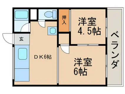 千成ハイツB棟(2DK/1階)の間取り写真
