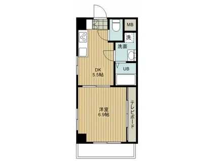 ノーブル平和大通(1DK/5階)の間取り写真