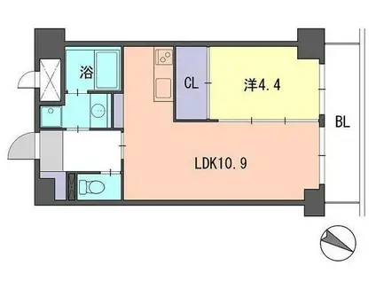 レジデンス住吉(1LDK/10階)の間取り写真
