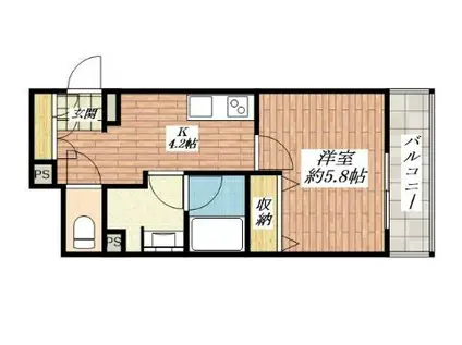 シャンテリーブル(1K/2階)の間取り写真