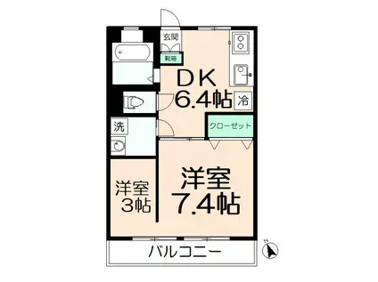 スカイハイツ(2DK/2階)の間取り写真