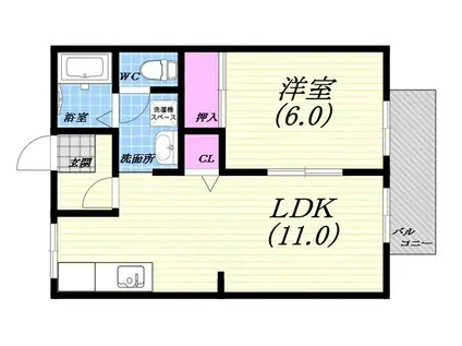 春日ハイツ(1LDK/2階)の間取り写真