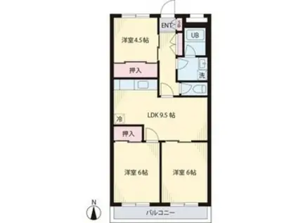 ピースファルハイツI(3LDK/2階)の間取り写真