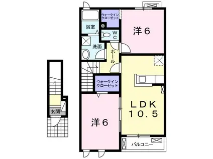 プリムローズ I(2LDK/2階)の間取り写真
