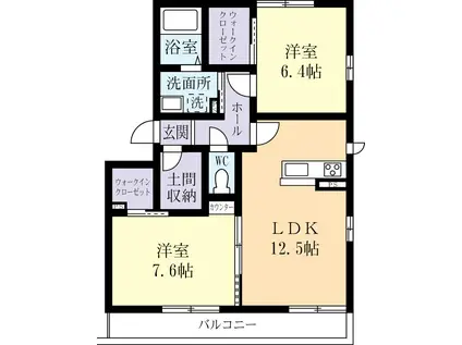 アヴニール 優(2LDK/2階)の間取り写真