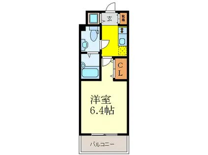 ファミーユ千里山西(1K/2階)の間取り写真