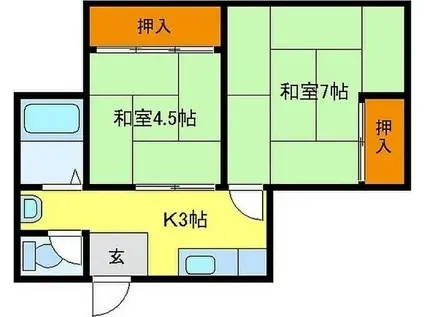 美殿ビル(2K/5階)の間取り写真