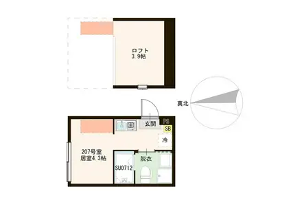 ル・リヴァージュ中川(ワンルーム/2階)の間取り写真