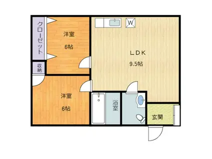 ラ・シェモア(2LDK/2階)の間取り写真
