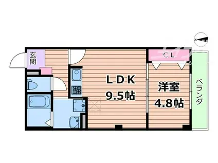 ソリティア茨木(1LDK/3階)の間取り写真