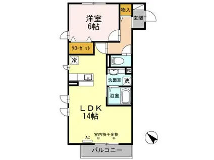 ラフィネ(1LDK/2階)の間取り写真