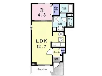 アンダンテ(1LDK/1階)の間取り写真