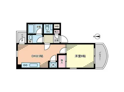 ヴァンレーヴ・21(1LDK/2階)の間取り写真