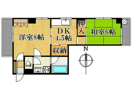 ロッコー銀山町グランドマンション(2DK/8階)の間取り写真