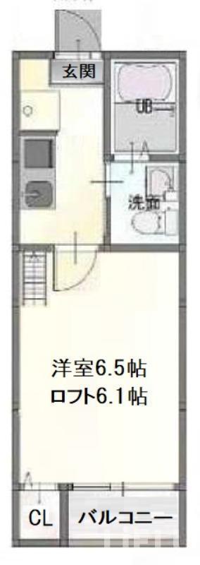 STAGE福沢町(1K/1階)の間取り写真