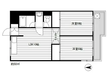 マンションカノォプス(2LDK/6階)の間取り写真