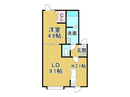 REGALO(1LDK/1階)の間取り写真