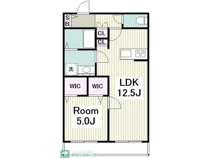 BELINDA(1LDK/1階)の間取り写真