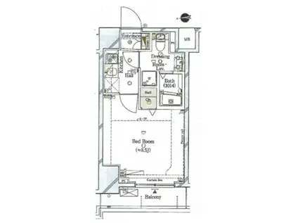 ガリシア グランデ 江戸川橋(1K/3階)の間取り写真