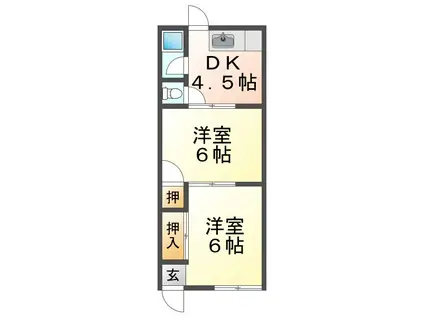 賀茂川荘(2DK/2階)の間取り写真
