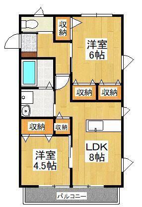プレミアコートI(2LDK/1階)の間取り写真