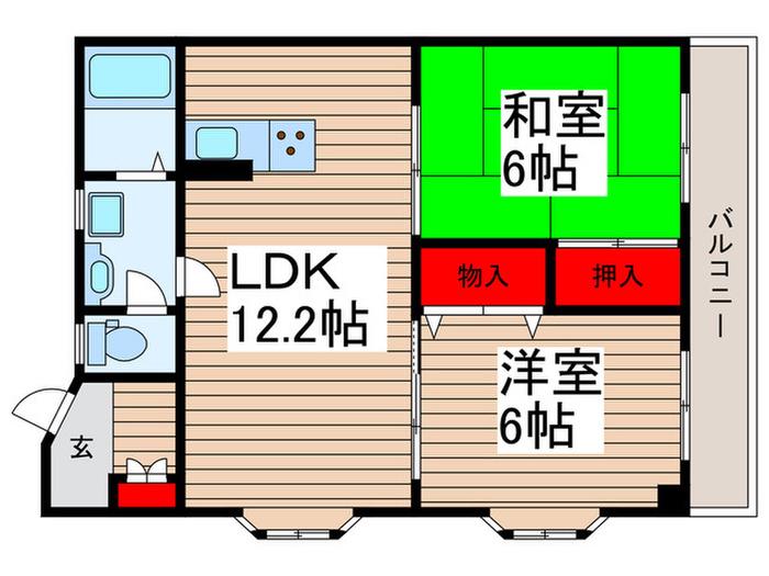 フローレンス・ビレッジ1(2LDK/3階)の間取り写真