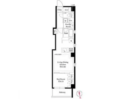 343レジデンス西麻布(1LDK/3階)の間取り写真