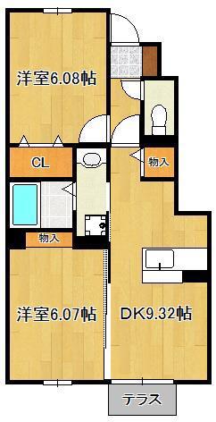 COMFORTAS K(2DK/1階)の間取り写真