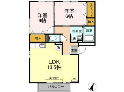 エムズ サンフレア(2LDK/3階)の間取り写真