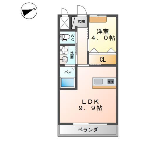 サンシャインヒル(1LDK/1階)の間取り写真