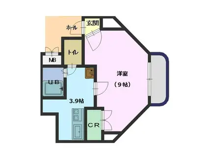 バナナハウス(1K/4階)の間取り写真