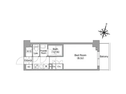 コンフォリア・リヴ南六郷(1K/2階)の間取り写真