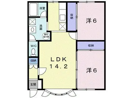 PARK喜多川A(2LDK/2階)の間取り写真